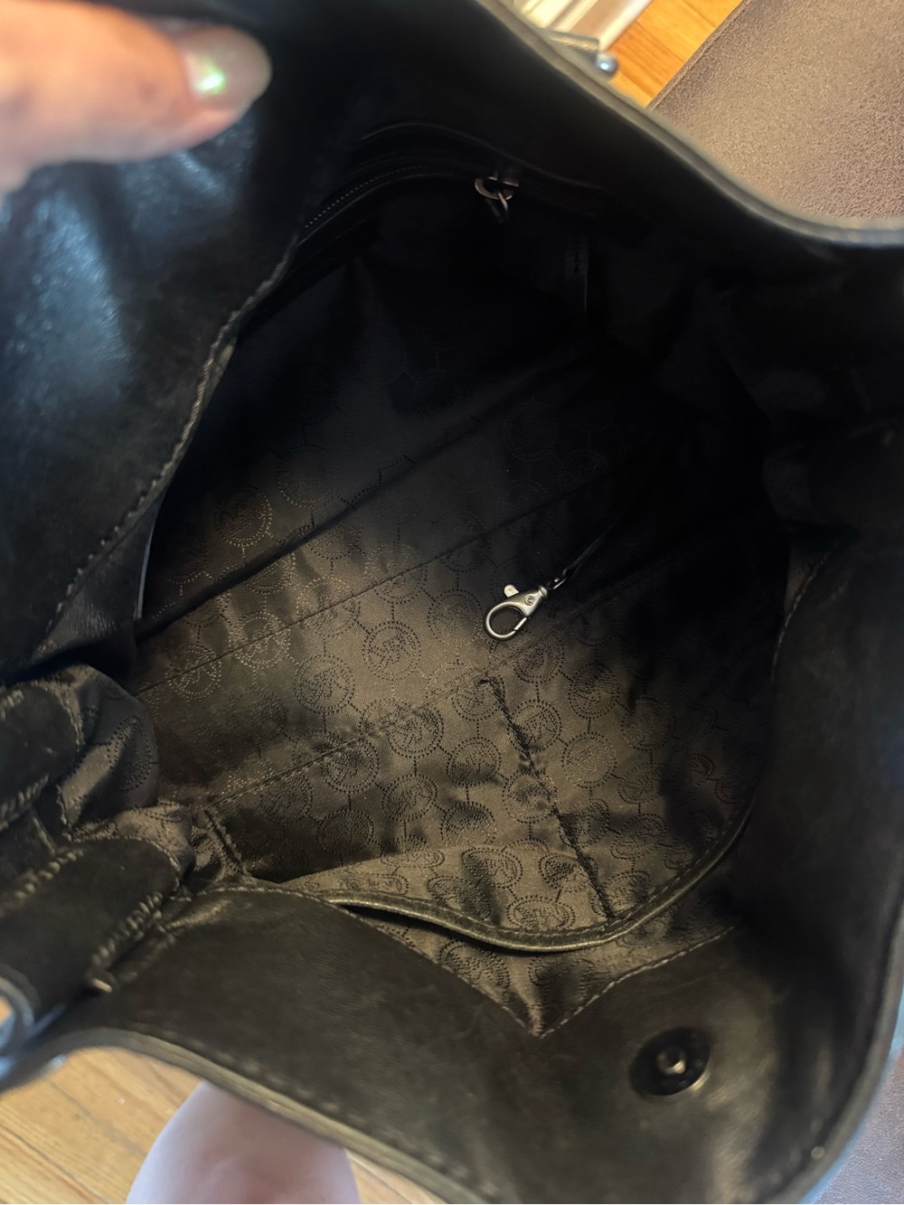 Michael Kors Black Leather Studded Satchel with Gold Accents - Picture 7 of 8